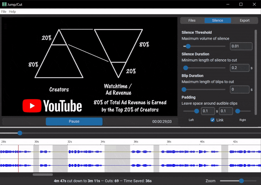 Animated GIF of Jump/Cut preview pane functionality