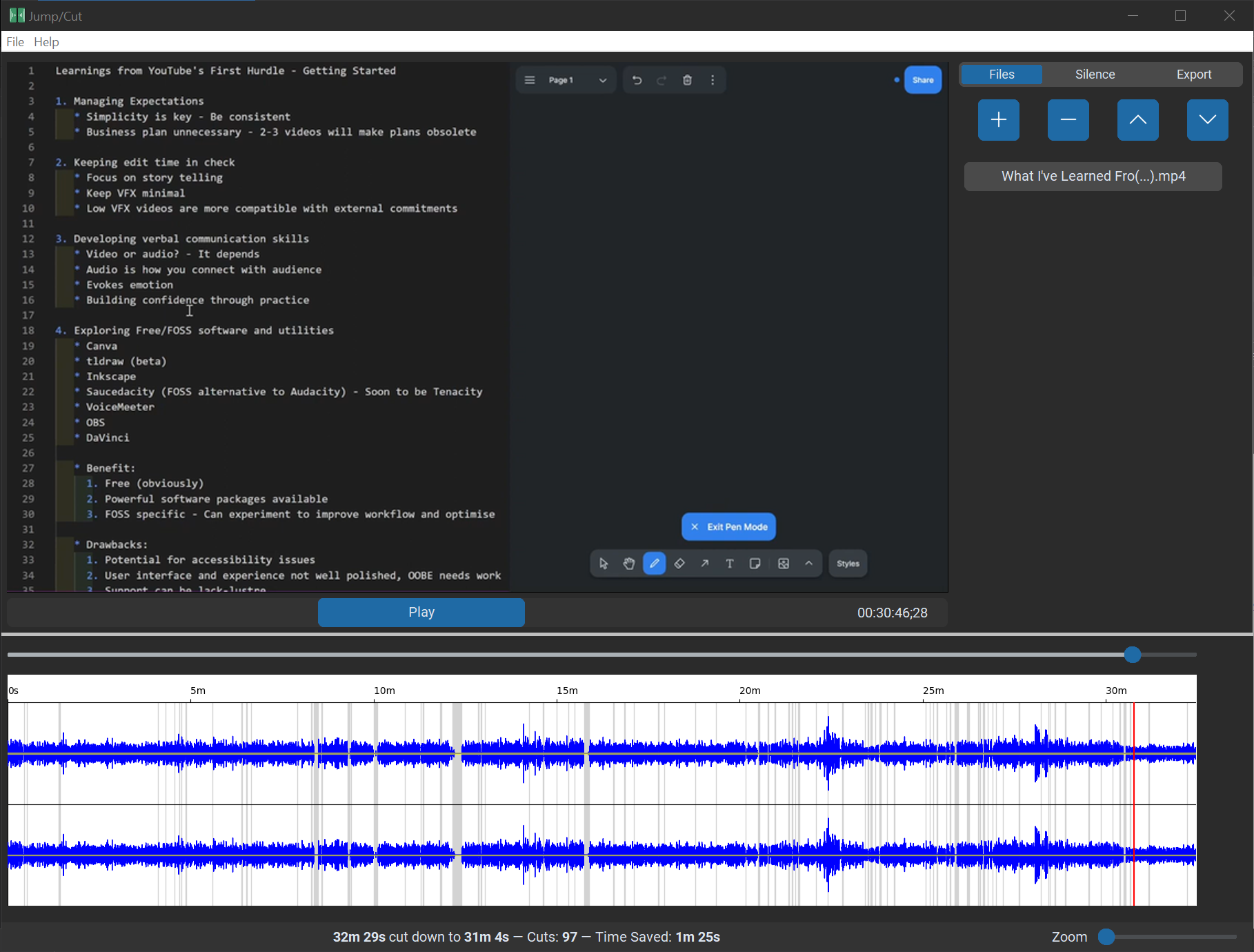 Jump/Cut interface